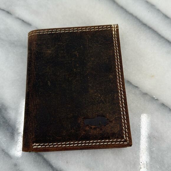 NWT Arrigo distressed brown leather wallet - Picture 1 of 3